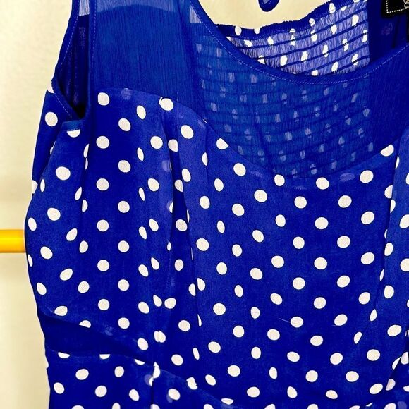 Jessica Simpson Blue Polka Dot Dress with Sheer Mesh Cut Outs - Picture 8 of 8